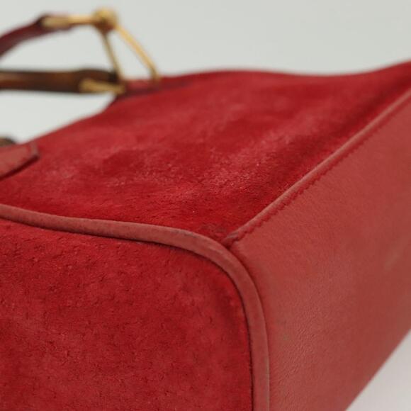 GUCCI Bamboo Hand Bag Suede Red Gold 007 1793 007 1793 - Picture 14 of 16